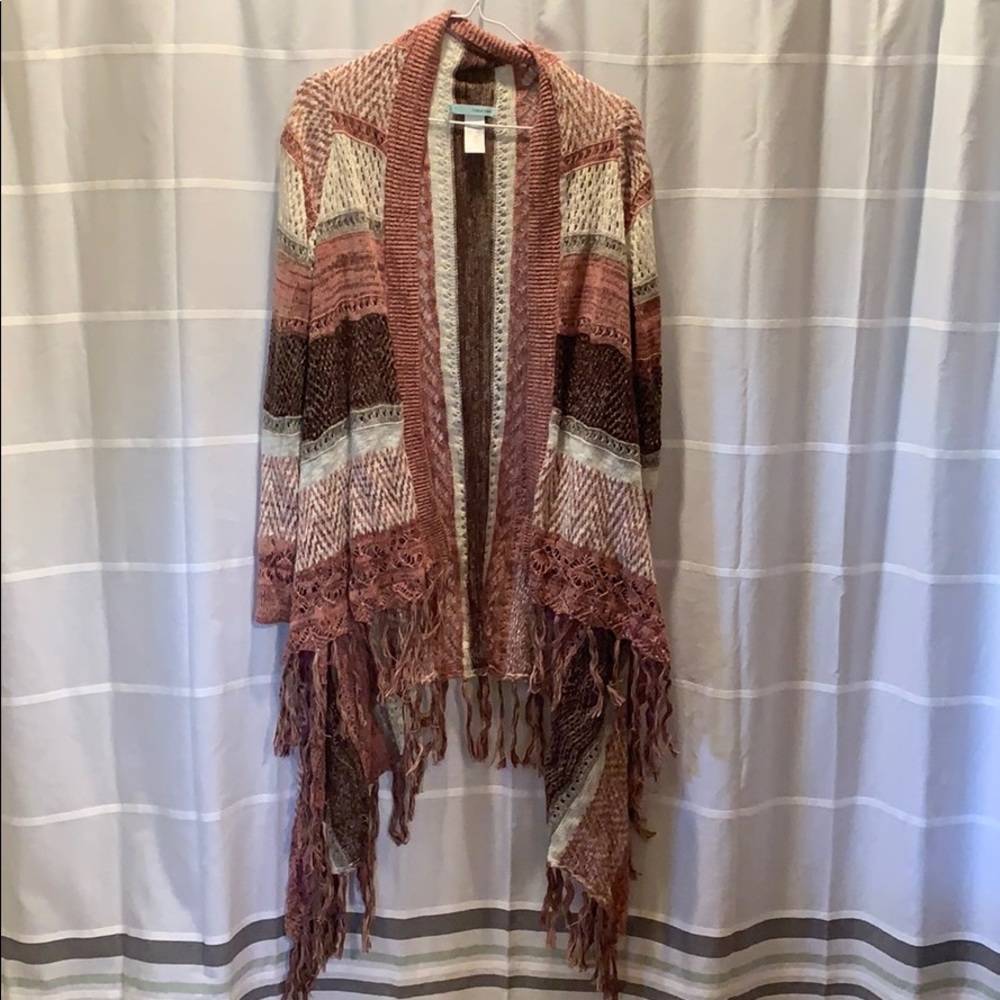 Maroon and mauve sweater cardigan